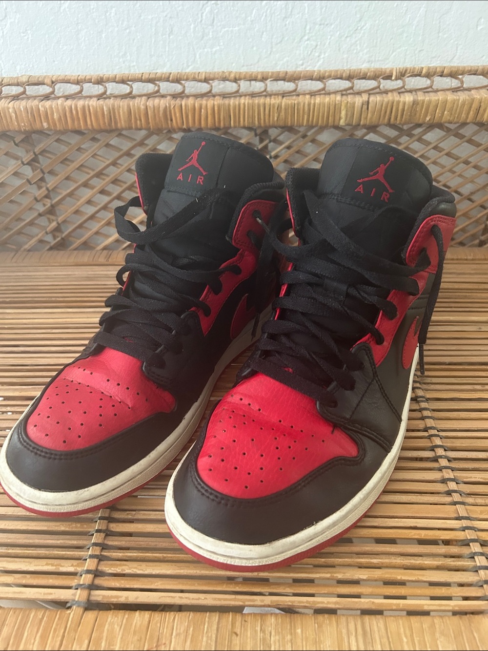 Air Jordan 1 Mid In Red and Black